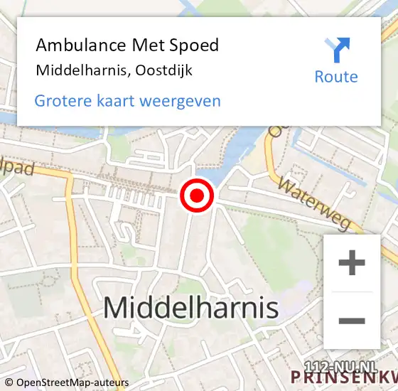 Locatie op kaart van de 112 melding: Ambulance Met Spoed Naar Middelharnis, Oostdijk op 14 april 2024 02:39