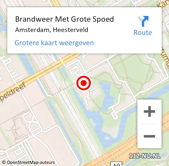 Locatie op kaart van de 112 melding: Brandweer Met Grote Spoed Naar Amsterdam, Heesterveld op 14 april 2024 03:03