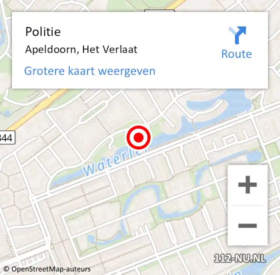 Locatie op kaart van de 112 melding: Politie Apeldoorn, Het Verlaat op 14 april 2024 04:06