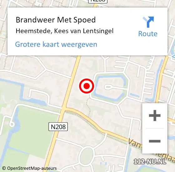 Locatie op kaart van de 112 melding: Brandweer Met Spoed Naar Heemstede, Kees van Lentsingel op 14 april 2024 04:34