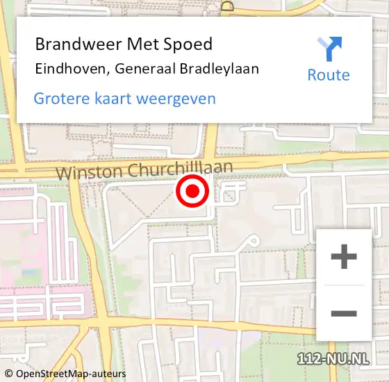 Locatie op kaart van de 112 melding: Brandweer Met Spoed Naar Eindhoven, Generaal Bradleylaan op 14 april 2024 04:50