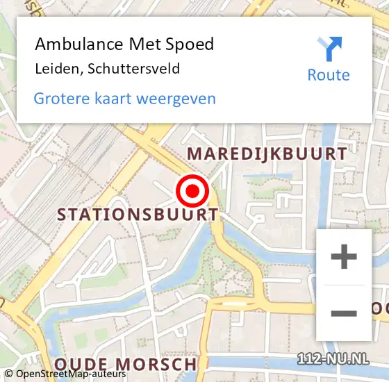 Locatie op kaart van de 112 melding: Ambulance Met Spoed Naar Leiden, Schuttersveld op 14 april 2024 05:22