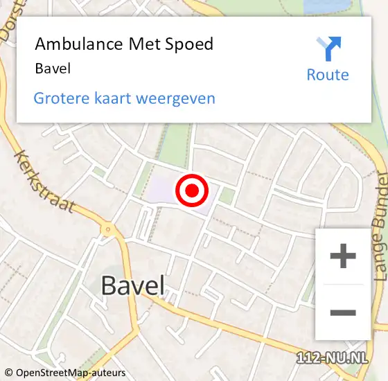 Locatie op kaart van de 112 melding: Ambulance Met Spoed Naar Bavel op 14 april 2024 05:29