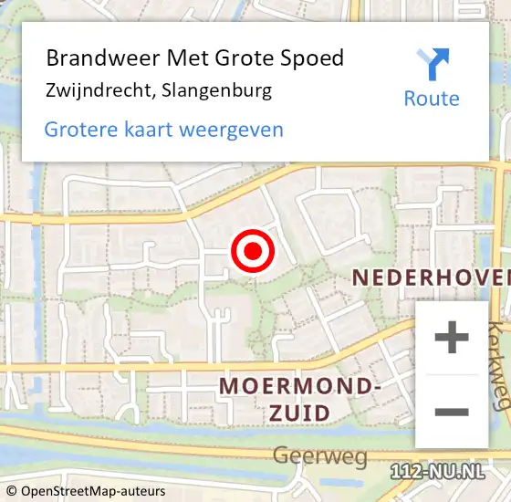 Locatie op kaart van de 112 melding: Brandweer Met Grote Spoed Naar Zwijndrecht, Slangenburg op 14 april 2024 05:53