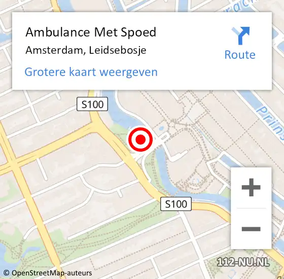 Locatie op kaart van de 112 melding: Ambulance Met Spoed Naar Amsterdam, Leidsebosje op 14 april 2024 05:59