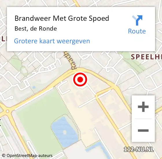 Locatie op kaart van de 112 melding: Brandweer Met Grote Spoed Naar Best, de Ronde op 14 april 2024 06:15