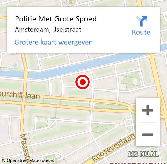 Locatie op kaart van de 112 melding: Politie Met Grote Spoed Naar Amsterdam, IJselstraat op 14 april 2024 08:04