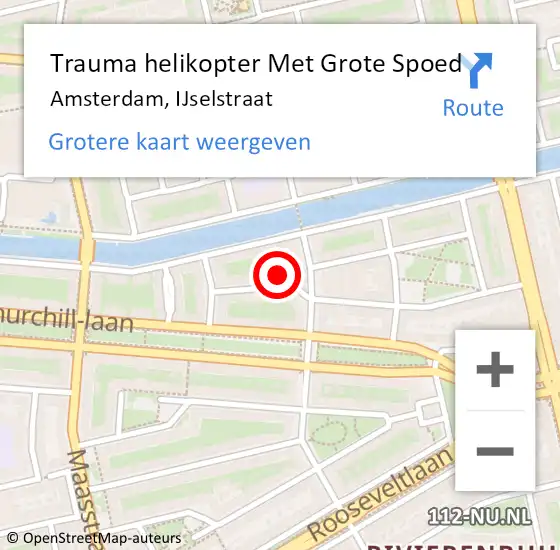 Locatie op kaart van de 112 melding: Trauma helikopter Met Grote Spoed Naar Amsterdam, IJselstraat op 14 april 2024 08:08