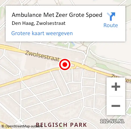 Locatie op kaart van de 112 melding: Ambulance Met Zeer Grote Spoed Naar Den Haag, Zwolsestraat op 14 april 2024 09:26