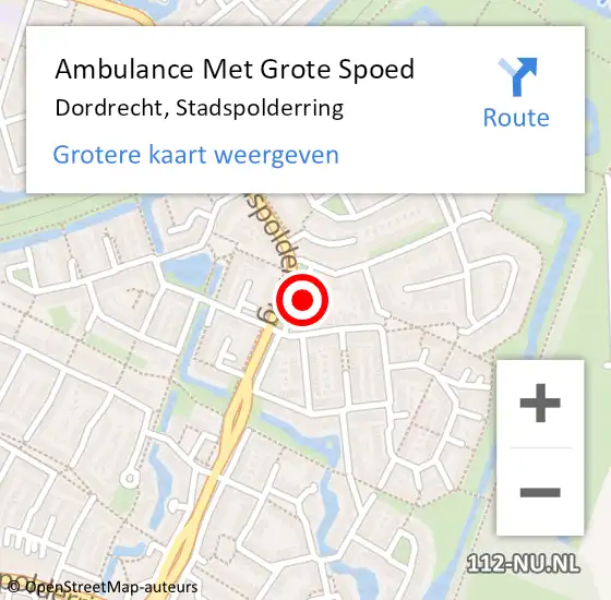 Locatie op kaart van de 112 melding: Ambulance Met Grote Spoed Naar Dordrecht, Stadspolderring op 14 april 2024 09:52