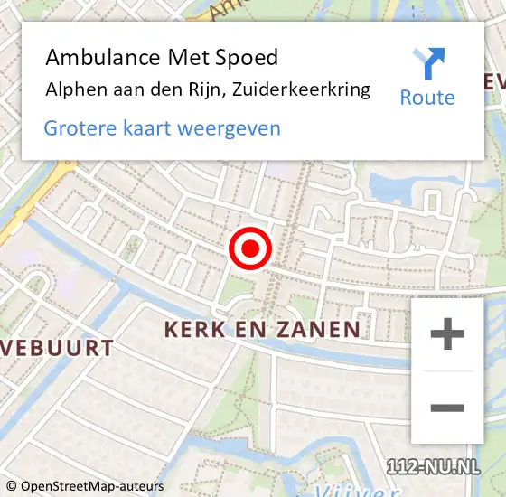 Locatie op kaart van de 112 melding: Ambulance Met Spoed Naar Alphen aan den Rijn, Zuiderkeerkring op 14 april 2024 09:58
