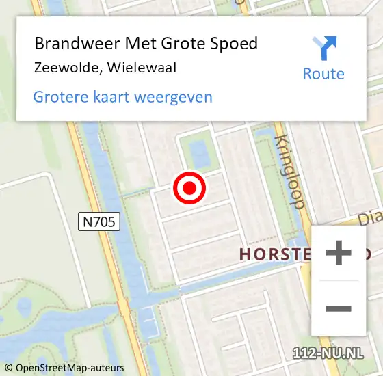 Locatie op kaart van de 112 melding: Brandweer Met Grote Spoed Naar Zeewolde, Wielewaal op 14 april 2024 10:22