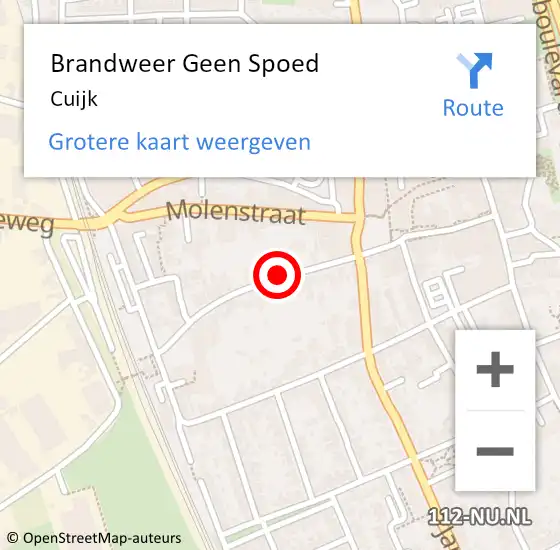 Locatie op kaart van de 112 melding: Brandweer Geen Spoed Naar Cuijk op 14 april 2024 10:53