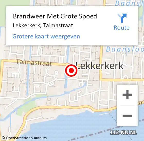 Locatie op kaart van de 112 melding: Brandweer Met Grote Spoed Naar Lekkerkerk, Talmastraat op 14 april 2024 11:01