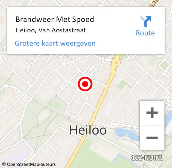 Locatie op kaart van de 112 melding: Brandweer Met Spoed Naar Heiloo, Van Aostastraat op 14 april 2024 11:07