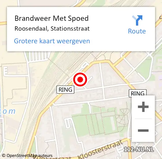 Locatie op kaart van de 112 melding: Brandweer Met Spoed Naar Roosendaal, Stationsstraat op 14 april 2024 11:07