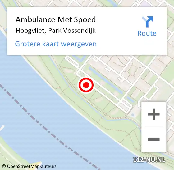 Locatie op kaart van de 112 melding: Ambulance Met Spoed Naar Hoogvliet, Park Vossendijk op 14 april 2024 11:20