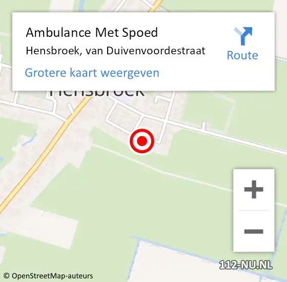 Locatie op kaart van de 112 melding: Ambulance Met Spoed Naar Hensbroek, van Duivenvoordestraat op 14 april 2024 11:29