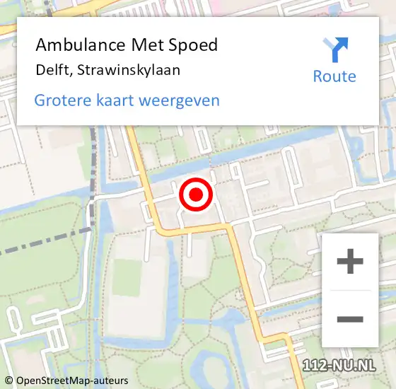 Locatie op kaart van de 112 melding: Ambulance Met Spoed Naar Delft, Strawinskylaan op 14 april 2024 11:36