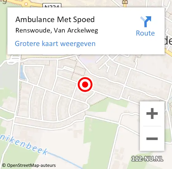 Locatie op kaart van de 112 melding: Ambulance Met Spoed Naar Renswoude, Van Arckelweg op 2 oktober 2014 12:26