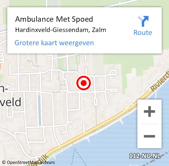 Locatie op kaart van de 112 melding: Ambulance Met Spoed Naar Hardinxveld-Giessendam, Zalm op 14 april 2024 12:09