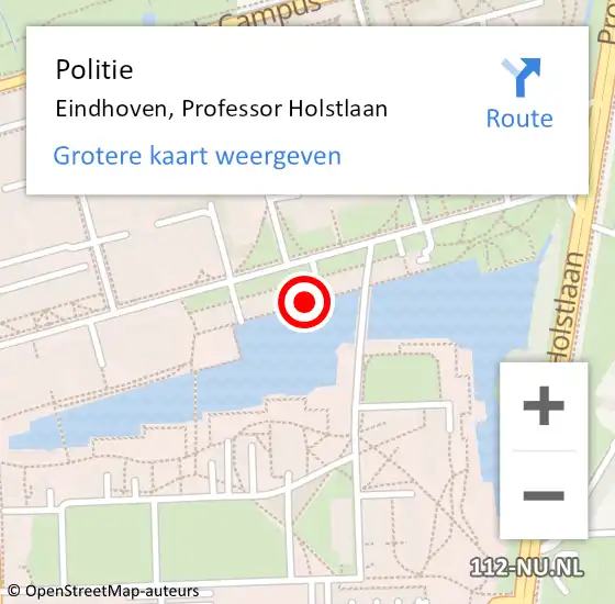Locatie op kaart van de 112 melding: Politie Eindhoven, Professor Holstlaan op 14 april 2024 12:23