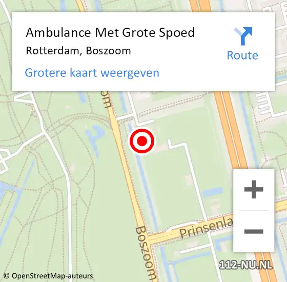 Locatie op kaart van de 112 melding: Ambulance Met Grote Spoed Naar Rotterdam, Boszoom op 14 april 2024 13:31