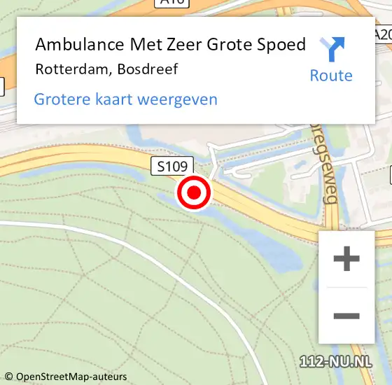Locatie op kaart van de 112 melding: Ambulance Met Zeer Grote Spoed Naar Rotterdam, Bosdreef op 14 april 2024 13:34