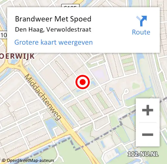 Locatie op kaart van de 112 melding: Brandweer Met Spoed Naar Den Haag, Verwoldestraat op 14 april 2024 13:48