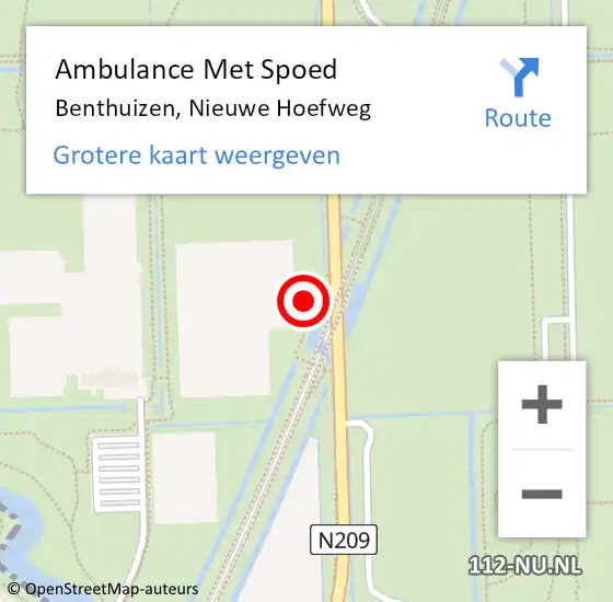 Locatie op kaart van de 112 melding: Ambulance Met Spoed Naar Benthuizen, Nieuwe Hoefweg op 14 april 2024 14:10