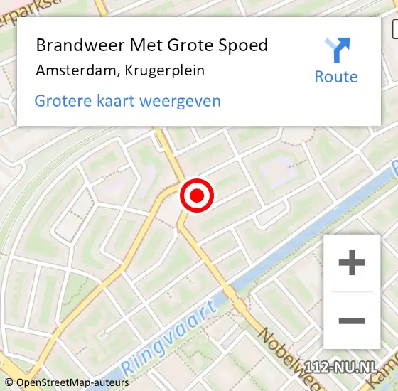 Locatie op kaart van de 112 melding: Brandweer Met Grote Spoed Naar Amsterdam, Krugerplein op 14 april 2024 14:39