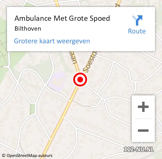 Locatie op kaart van de 112 melding: Ambulance Met Grote Spoed Naar Bilthoven op 14 april 2024 14:41