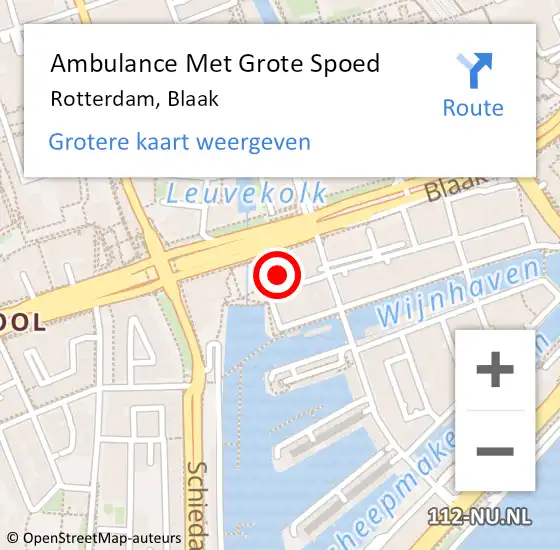 Locatie op kaart van de 112 melding: Ambulance Met Grote Spoed Naar Rotterdam, Blaak op 14 april 2024 14:45