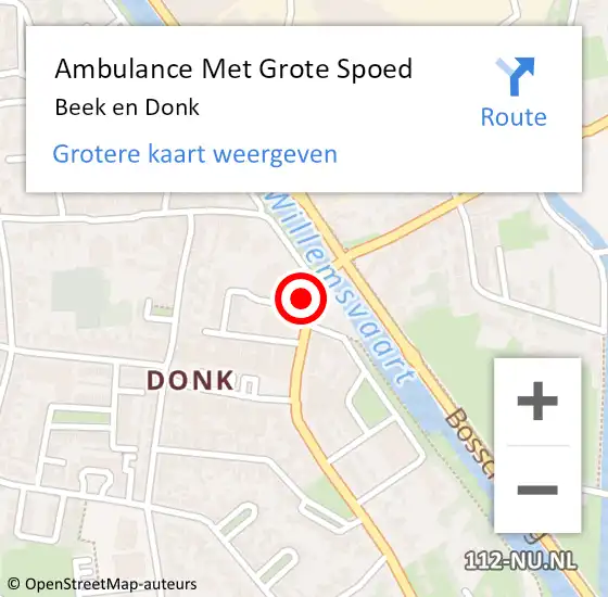Locatie op kaart van de 112 melding: Ambulance Met Grote Spoed Naar Beek en Donk op 14 april 2024 14:49