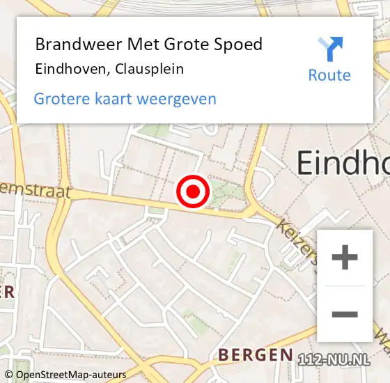 Locatie op kaart van de 112 melding: Brandweer Met Grote Spoed Naar Eindhoven, Clausplein op 14 april 2024 14:55