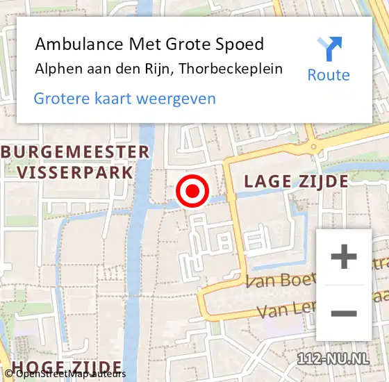 Locatie op kaart van de 112 melding: Ambulance Met Grote Spoed Naar Alphen aan den Rijn, Thorbeckeplein op 14 april 2024 14:59