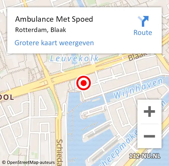 Locatie op kaart van de 112 melding: Ambulance Met Spoed Naar Rotterdam, Blaak op 14 april 2024 15:10