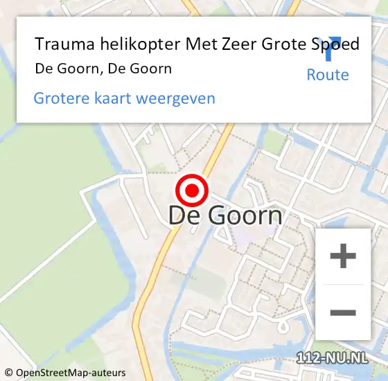 Locatie op kaart van de 112 melding: Trauma helikopter Met Zeer Grote Spoed Naar De Goorn, De Goorn op 14 april 2024 15:31