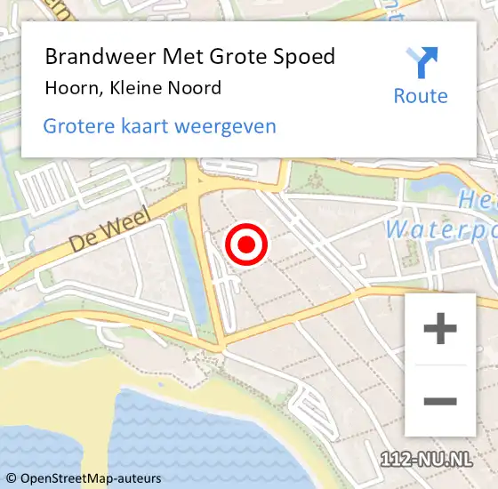 Locatie op kaart van de 112 melding: Brandweer Met Grote Spoed Naar Hoorn, Kleine Noord op 14 april 2024 16:12