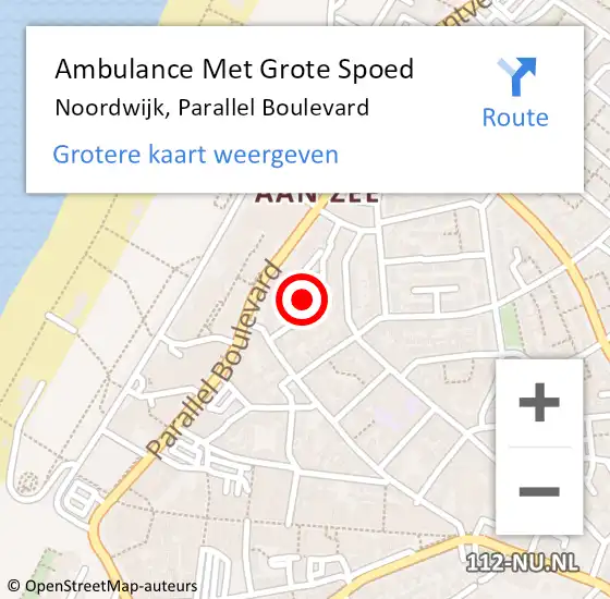 Locatie op kaart van de 112 melding: Ambulance Met Grote Spoed Naar Noordwijk, Parallel Boulevard op 14 april 2024 16:26