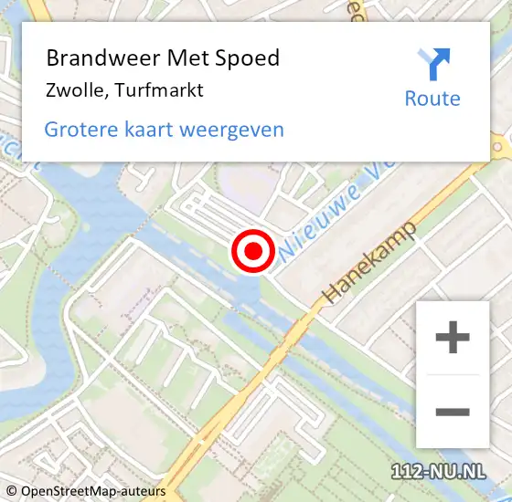 Locatie op kaart van de 112 melding: Brandweer Met Spoed Naar Zwolle, Turfmarkt op 14 april 2024 17:03