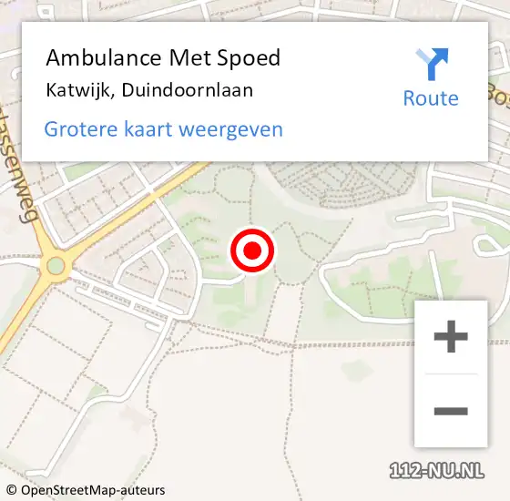 Locatie op kaart van de 112 melding: Ambulance Met Spoed Naar Katwijk, Duindoornlaan op 14 april 2024 17:08