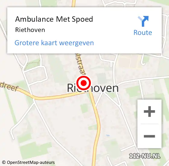 Locatie op kaart van de 112 melding: Ambulance Met Spoed Naar Riethoven op 14 april 2024 17:29
