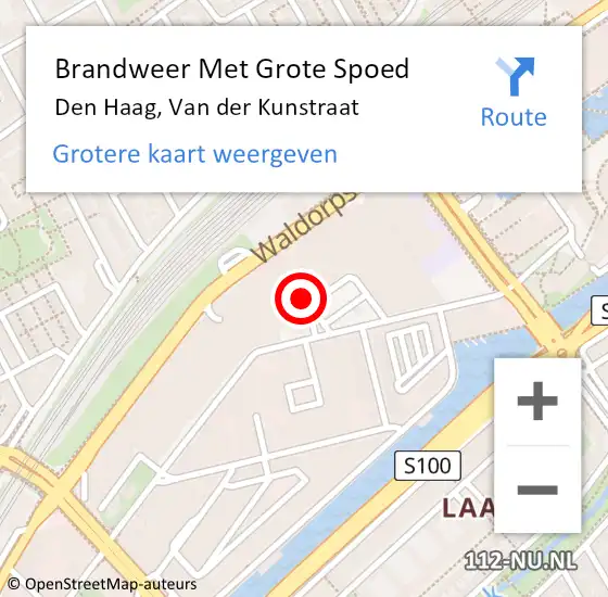 Locatie op kaart van de 112 melding: Brandweer Met Grote Spoed Naar Den Haag, Van der Kunstraat op 14 april 2024 17:32