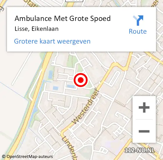 Locatie op kaart van de 112 melding: Ambulance Met Grote Spoed Naar Lisse, Eikenlaan op 14 april 2024 17:41
