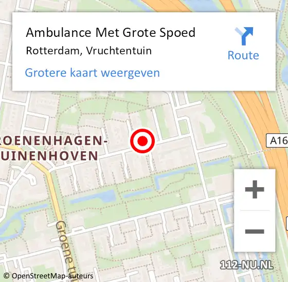 Locatie op kaart van de 112 melding: Ambulance Met Grote Spoed Naar Rotterdam, Vruchtentuin op 14 april 2024 17:53