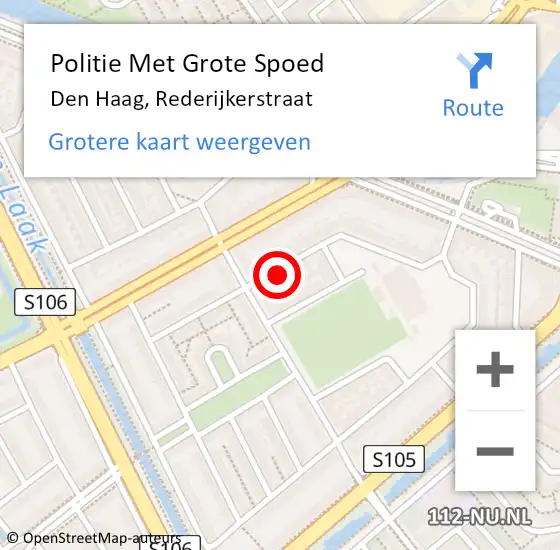 Locatie op kaart van de 112 melding: Politie Met Grote Spoed Naar Den Haag, Rederijkerstraat op 14 april 2024 18:01