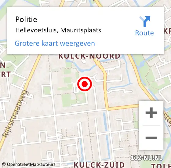 Locatie op kaart van de 112 melding: Politie Hellevoetsluis, Mauritsplaats op 14 april 2024 18:06