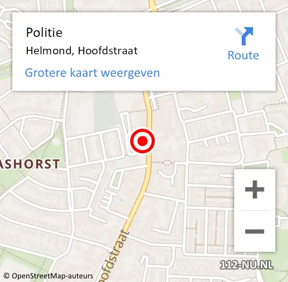 Locatie op kaart van de 112 melding: Politie Helmond, Hoofdstraat op 14 april 2024 18:16
