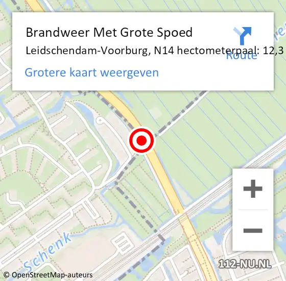 Locatie op kaart van de 112 melding: Brandweer Met Grote Spoed Naar Leidschendam-Voorburg, N14 hectometerpaal: 12,3 op 14 april 2024 18:49